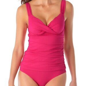 Anne Cole Womens Bolo Babe Printed Underwire Bra-Sized Tankini Top Size 34D/32DD